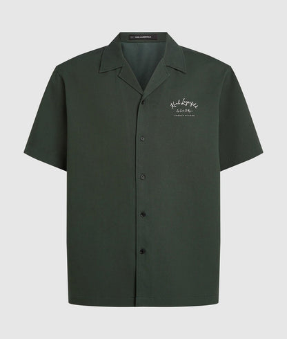 Karl Lagerfeld Short-Sleeved Côte D'Azur Shirt Deep Forest