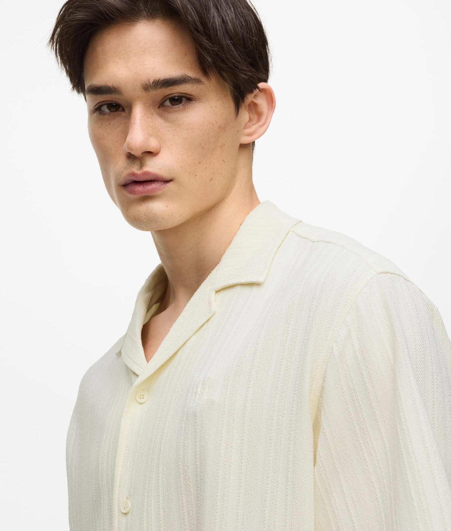 Karl Lagerfeld Textured Short-Sleeved Shirt Cannoli Cream