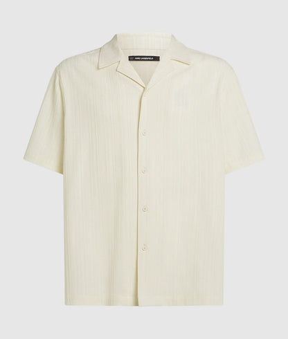 Karl Lagerfeld Textured Short-Sleeved Shirt Cannoli Cream