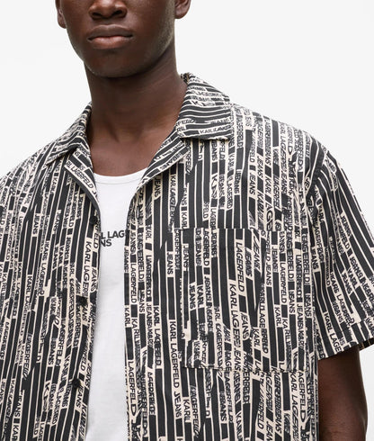 Karl Lagerfeld Short-Sleeved Logo Print Shirt Linear Logo All Over Print