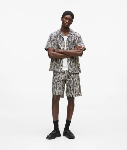 Karl Lagerfeld Short-Sleeved Logo Print Shirt Linear Logo All Over Print