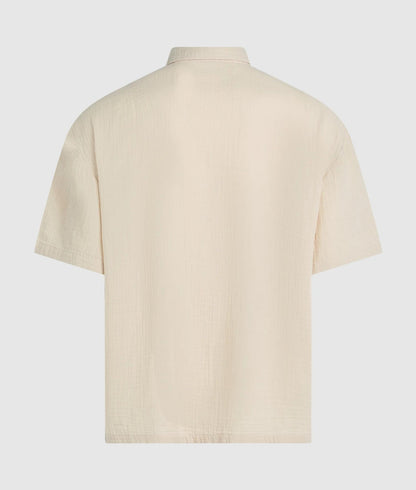 Karl Lagerfeld Short-Sleeved Crinkled Shirt Whitecap Grey