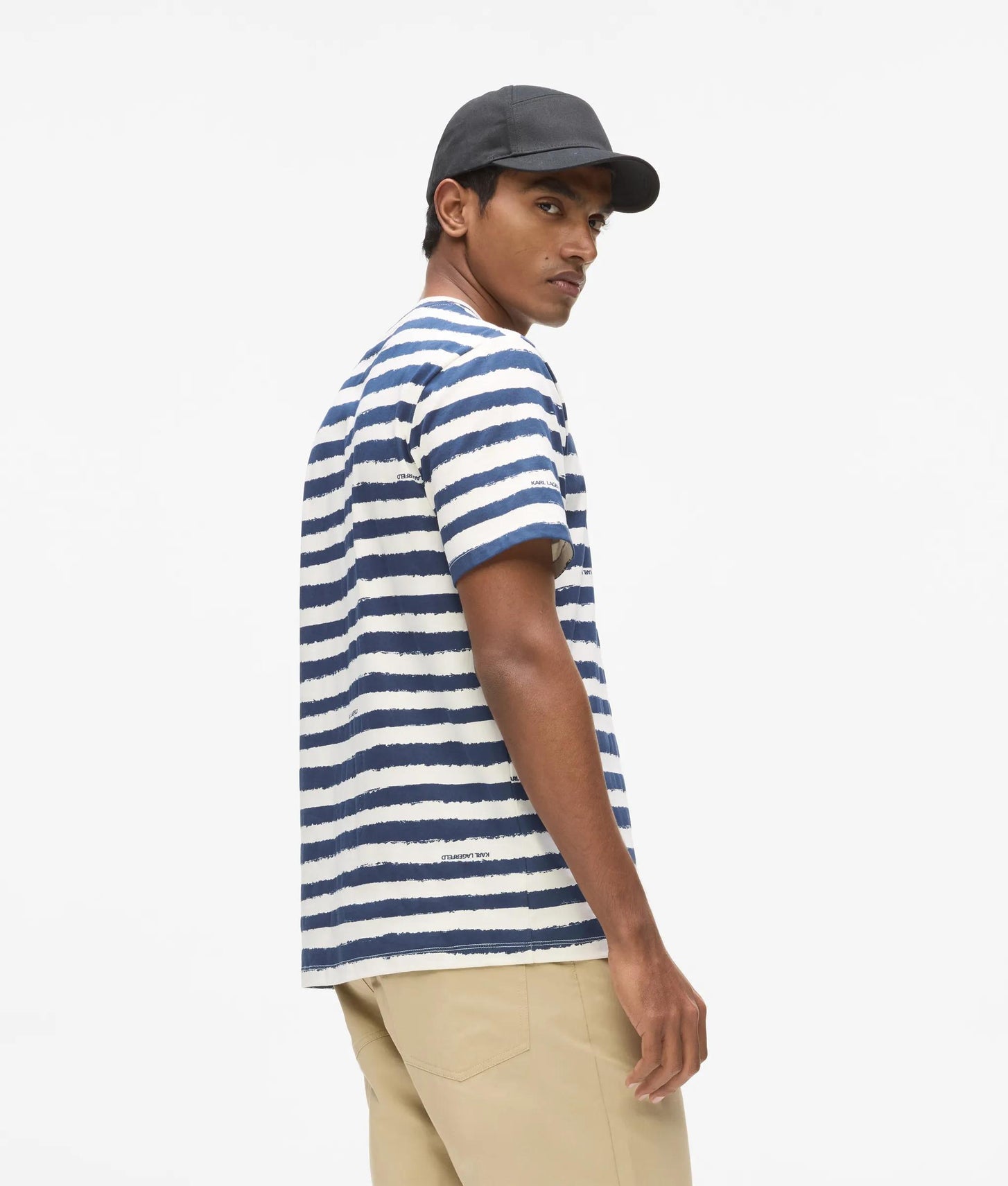 Karl Lagerfeld Ikon Striped T-Shirt Cannoli Cream