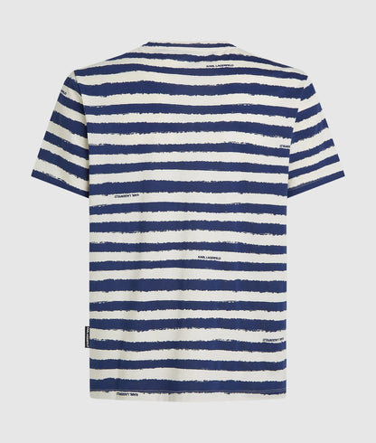 Karl Lagerfeld Ikon Striped T-Shirt Cannoli Cream