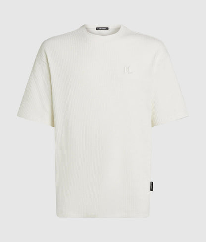 Karl Lagerfeld Textured Monogram T-Shirt Cannoli Cream