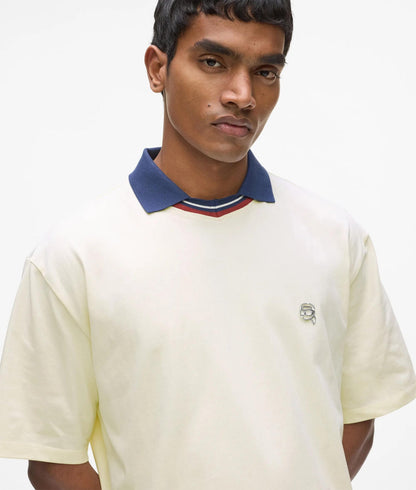 Karl Lagerfeld Ikon Collared T-Shirt Cannoli Cream