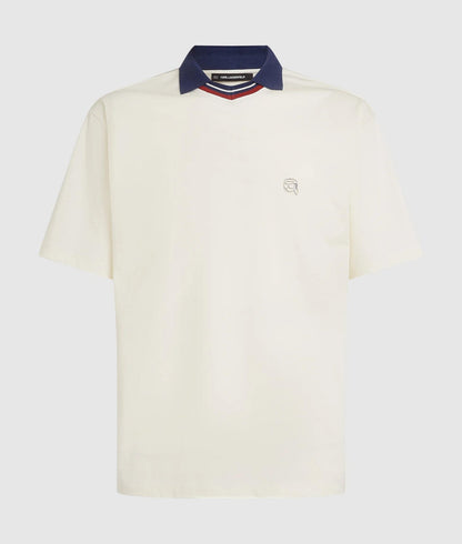 Karl Lagerfeld Ikon Collared T-Shirt Cannoli Cream