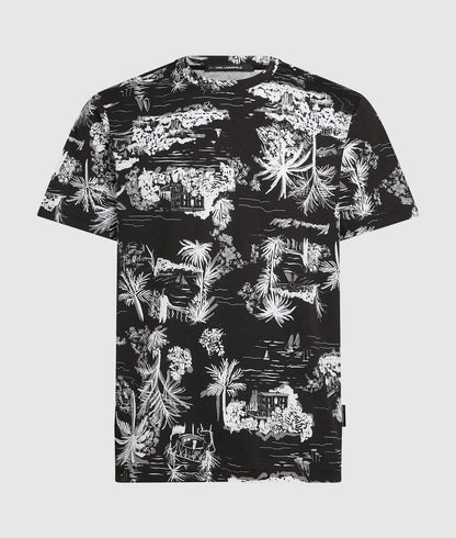 Karl Lagerfeld Villa La Vigie Print T-Shirt Black