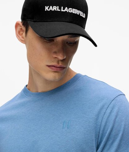 Karl Lagerfeld Monogram Linen Blend T-Shirt Coronet Blue