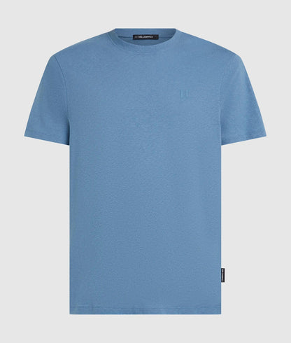 Karl Lagerfeld Monogram Linen Blend T-Shirt Coronet Blue