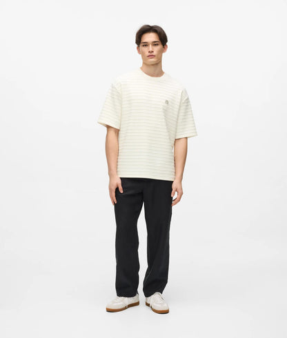 Karl Lagerfeld Ikon Textured Striped T-Shirt Cannoli Cream