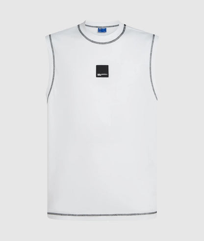 Karl Lagerfeld Relaxed Contrast Stitch Tank Top White
