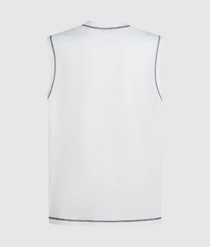 Karl Lagerfeld Relaxed Contrast Stitch Tank Top White