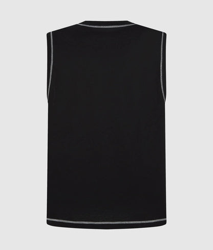 Karl Lagerfeld Relaxed Contrast Stitch Tank Top Black
