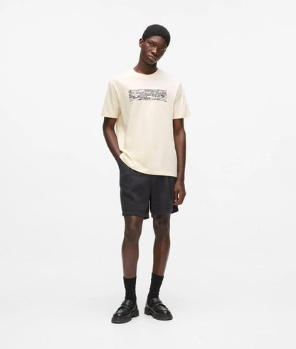 Karl Lagerfeld Stripe Logo T-Shirt Whitecap Grey