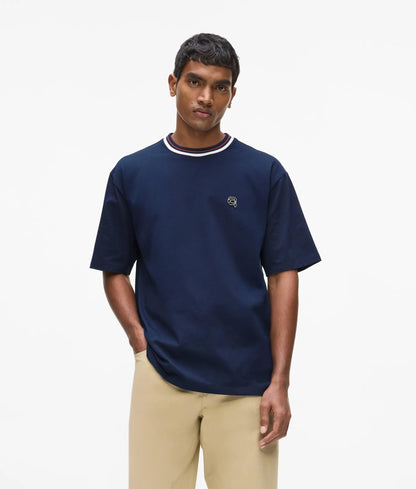 Karl Lagerfeld Ikon Striped Neck T-Shirt Medieval Blue