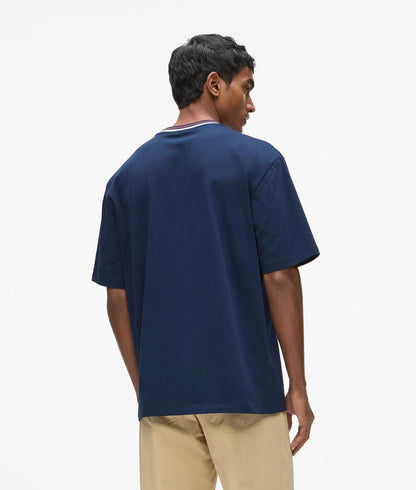 Karl Lagerfeld Ikon Striped Neck T-Shirt Medieval Blue