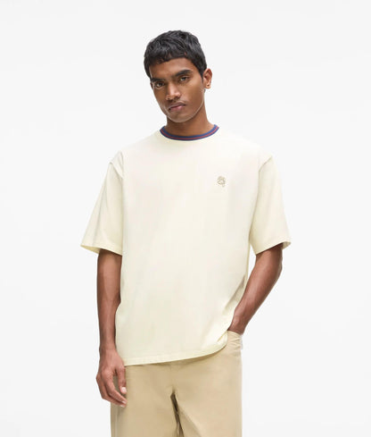 Karl Lagerfeld Ikon Striped Neck T-Shirt Cannoli Cream
