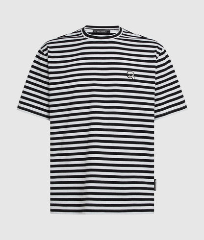 Karl Lagerfeld Ikon Relaxed Striped T-Shirt White/Black