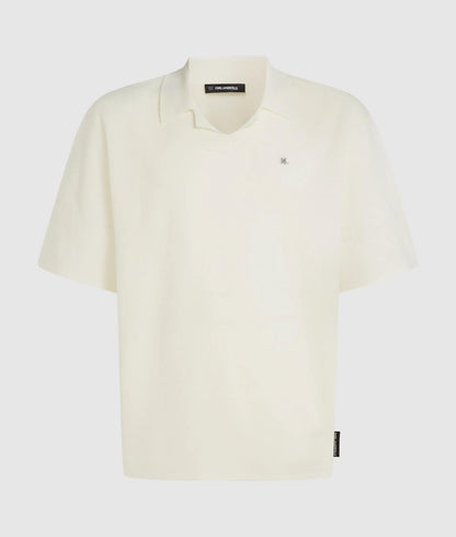 Karl Lagerfeld Knitted Boxy Polo Shirt Cannoli Cream
