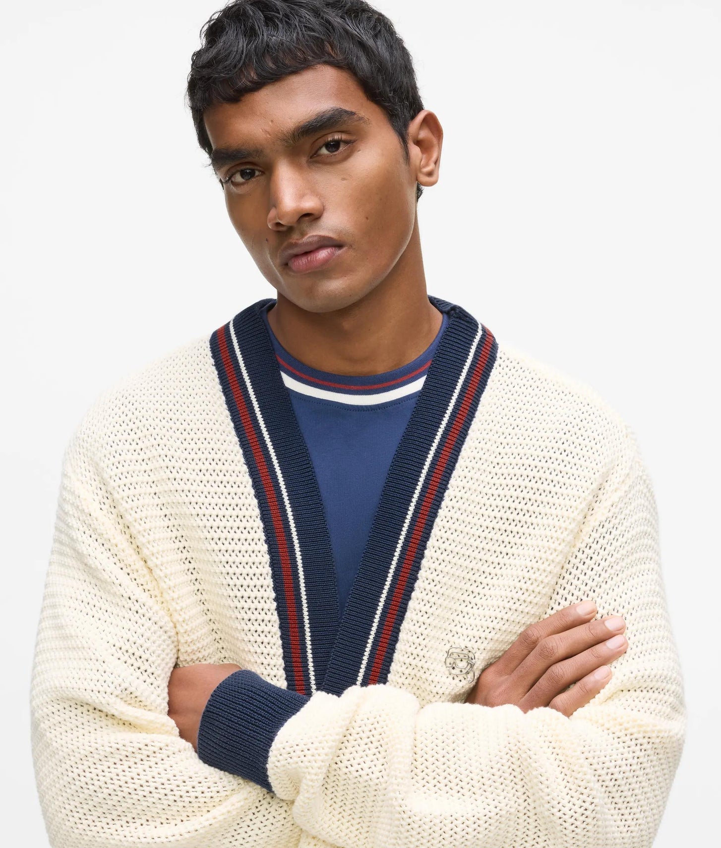 Karl Lagerfeld Ikon Textured Cardigan Cannoli Cream