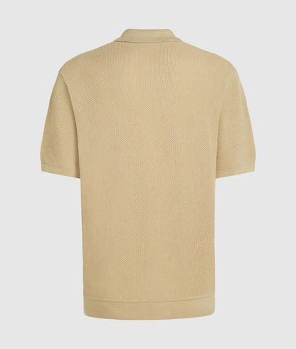 Karl Lagerfeld Short-Sleeved Knit Polo Shirt Pale Khaki