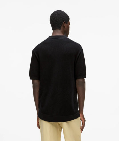 Karl Lagerfeld Short-Sleeved Knit Polo Shirt Black
