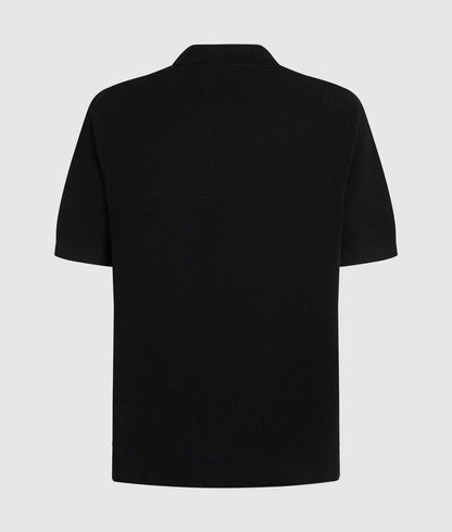Karl Lagerfeld Short-Sleeved Knit Polo Shirt Black