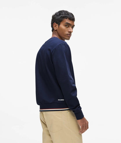 Karl Lagerfeld Ikon Stripe Detail Sweatshirt Medieval Blue