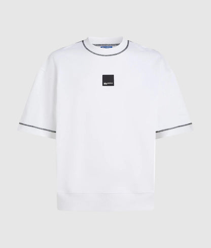 Karl Lagerfeld Short-Sleeved Contrast Stitch Sweatshirt White