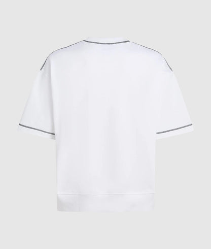 Karl Lagerfeld Short-Sleeved Contrast Stitch Sweatshirt White