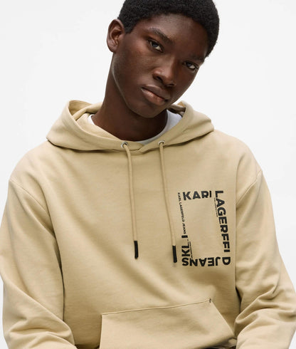 Karl Lagerfeld Frame Logo Hoodie Pale Khaki