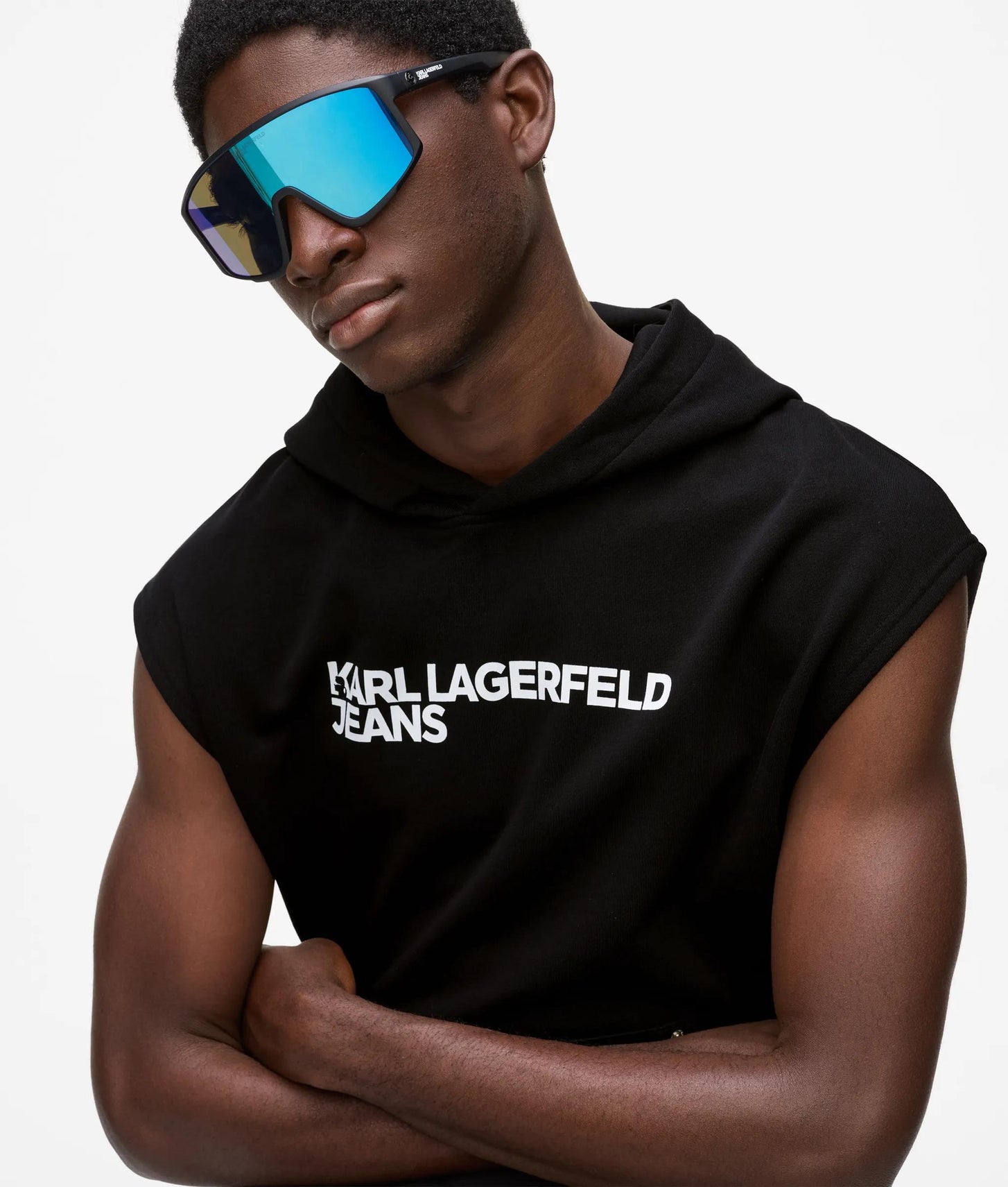 Karl Lagerfeld Sleeveless Logo Hoodie Black