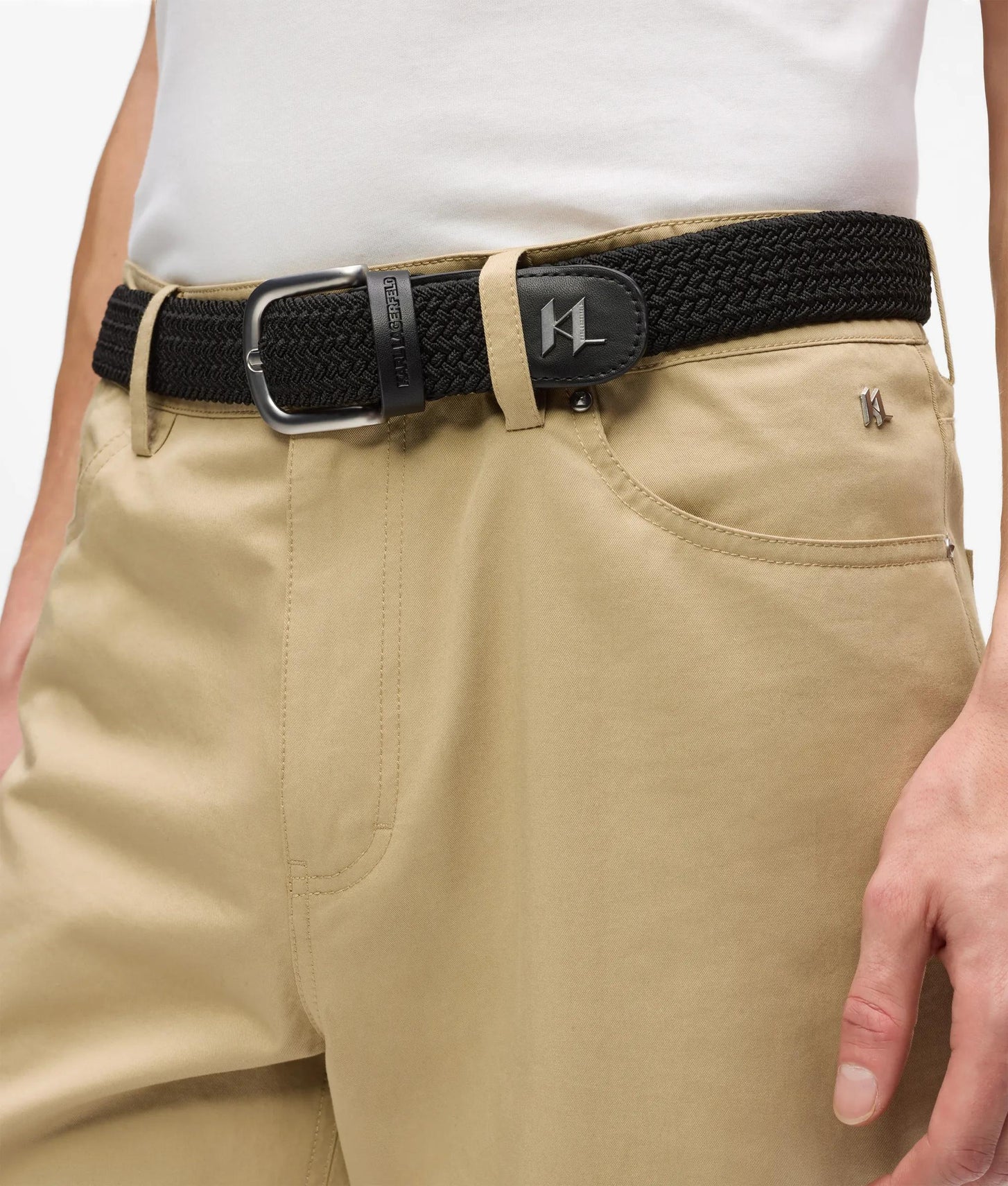 Karl Lagerfeld Monogram Woven Belt Black