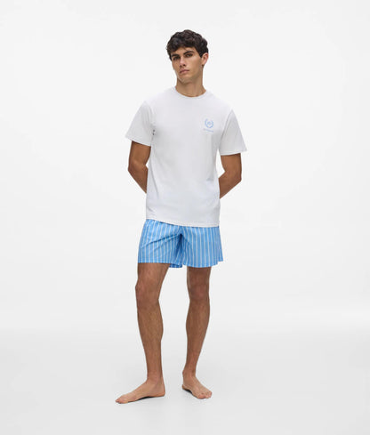 Karl Lagerfeld Striped Shorts Pajama Set White-Pinstripe