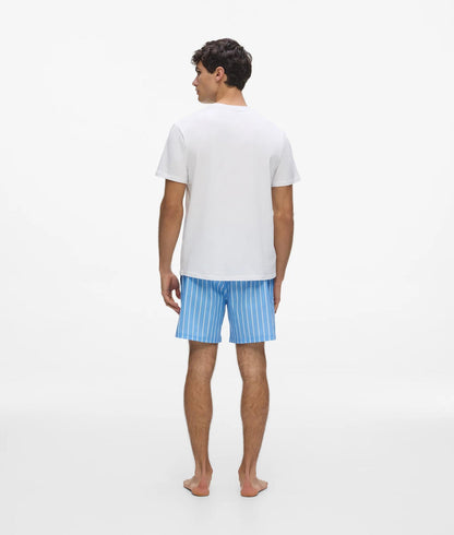 Karl Lagerfeld Striped Shorts Pajama Set White-Pinstripe
