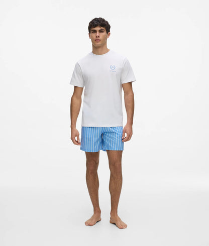 Karl Lagerfeld Striped Shorts Pajama Set White-Pinstripe
