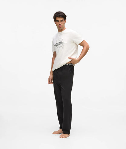 Karl Lagerfeld Ikon Long Pajama Set Cannoli Cream-Black