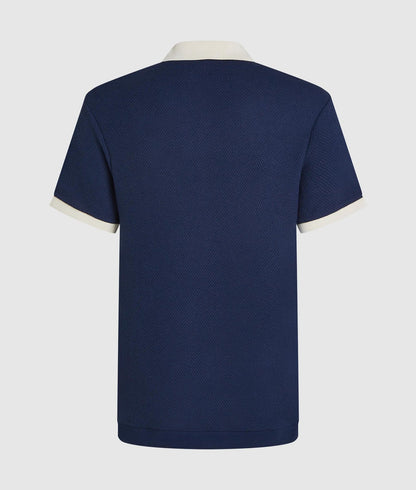 Karl Lagerfeld Metal Monogram Crochet Polo Shirt Medieval Blue