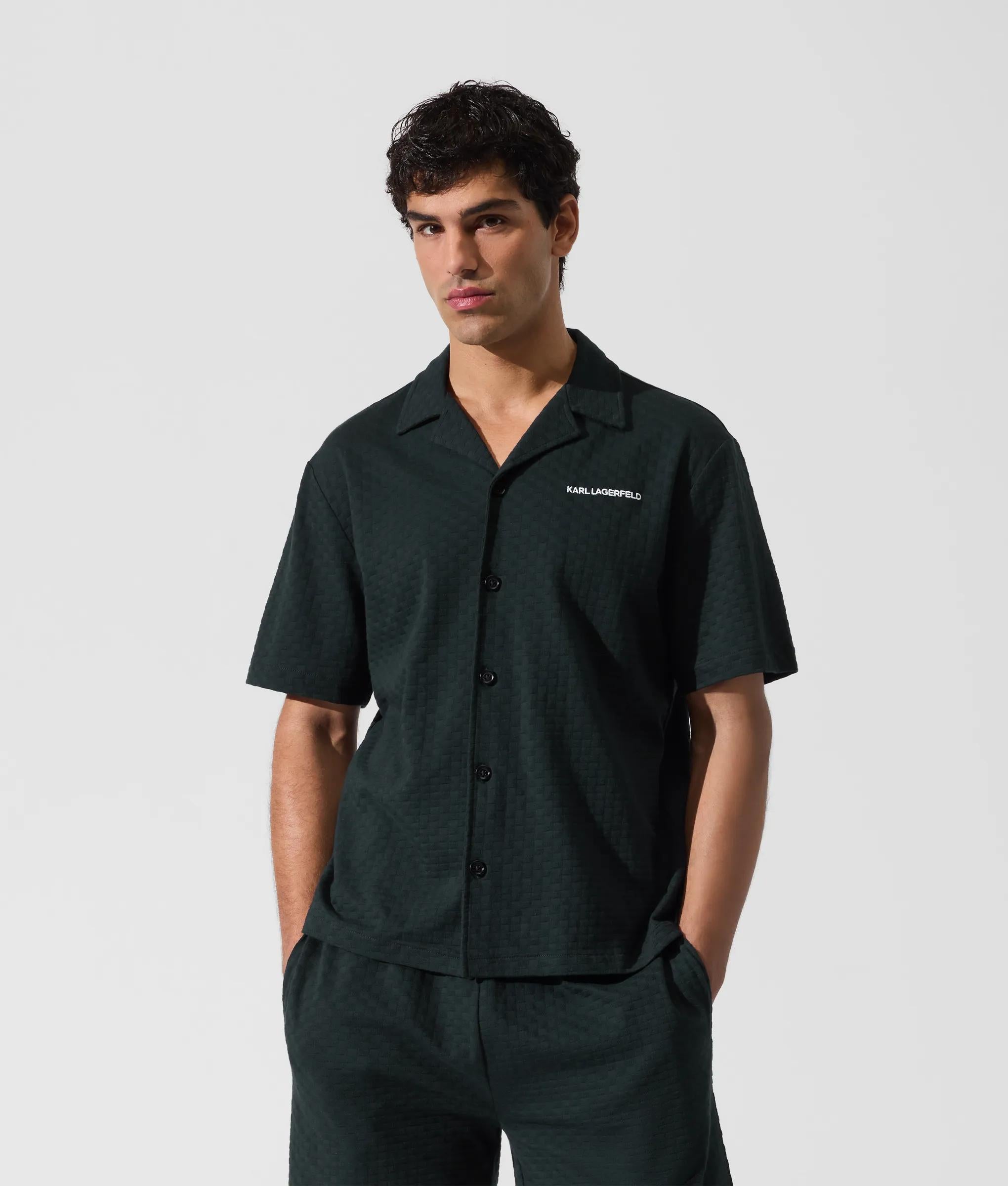 Karl Lagerfeld Checked Beach Shirt Navy
