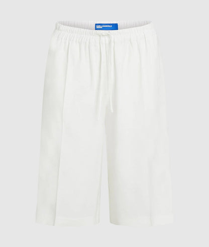 Karl Lagerfeld Linen Blend Bermuda Shorts Off White