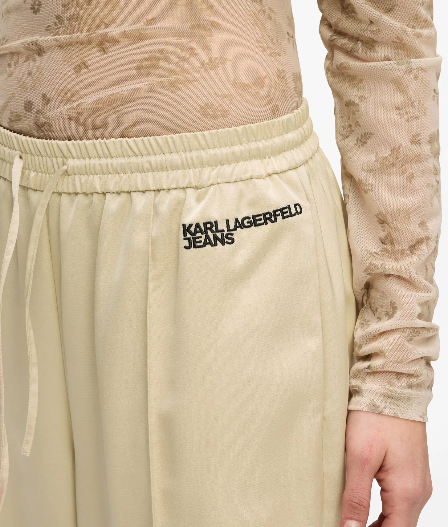 Karl Lagerfeld Wide-Leg Satin Pants Champagne
