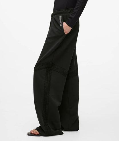 Karl Lagerfeld Lace Detail Sweatpants Black