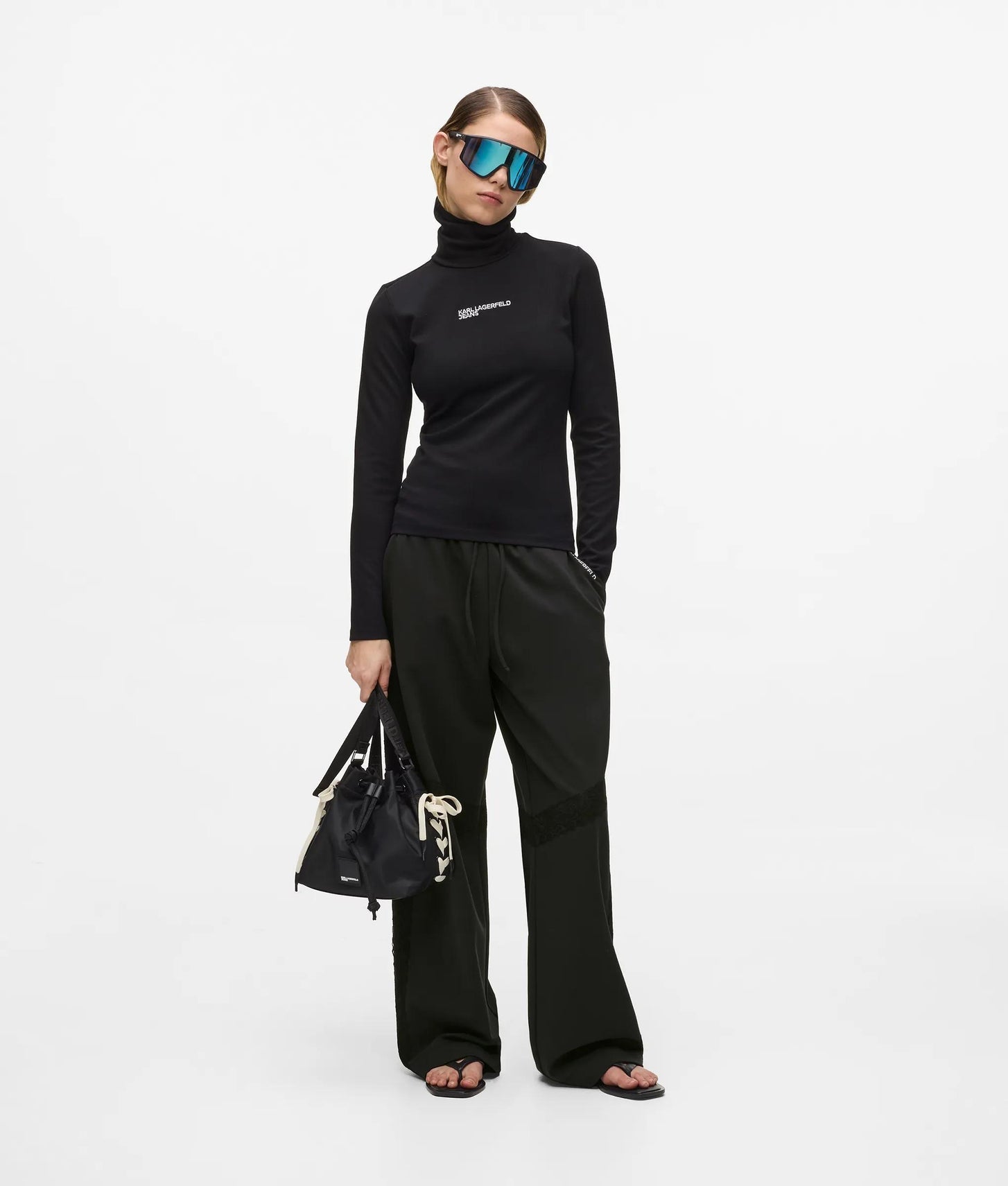 Karl Lagerfeld Lace Detail Sweatpants Black