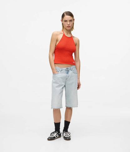 Karl Lagerfeld Relaxed Longline Denim Shorts Sun Light Blue