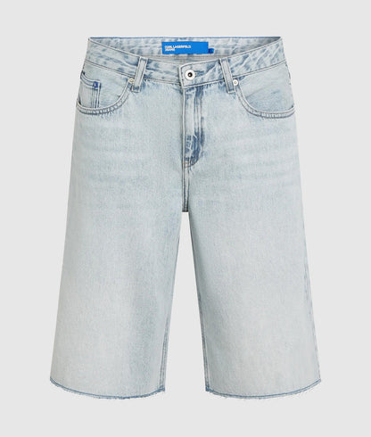 Karl Lagerfeld Relaxed Longline Denim Shorts Sun Light Blue