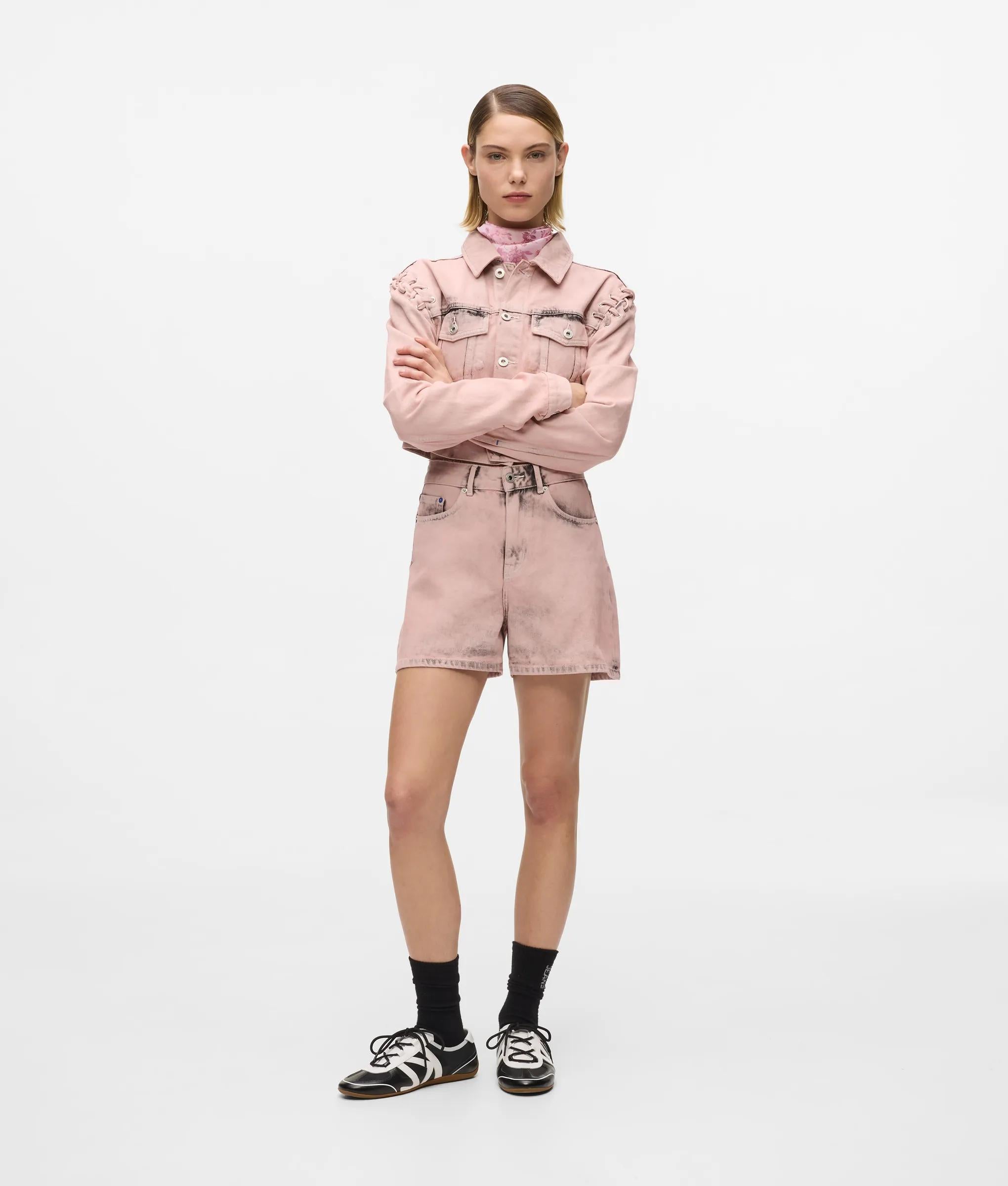 Karl Lagerfeld Inked High-Rise Denim Shorts Fairytale