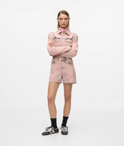Karl Lagerfeld Inked High-Rise Denim Shorts Fairytale