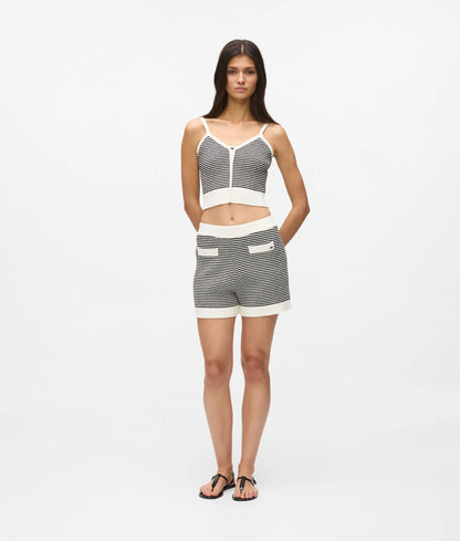 Karl Lagerfeld Ikon Striped Knit Shorts Small Stripe Black-White