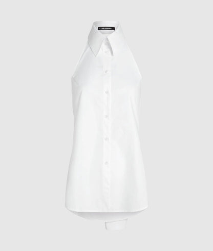 Karl Lagerfeld Tie Back Sleeveless Shirt White